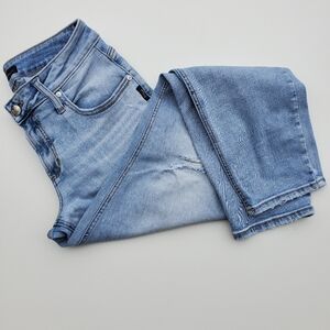 Silver Jeans Co Size 27 Boyfriend Denim Light Wash Blue Ripped Baggy Boho Pants